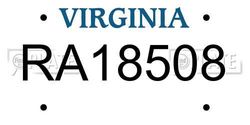 RA18508 Virginia License Plate