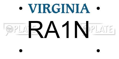 RA1N Virginia License Plate