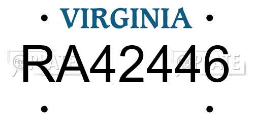 RA42446 Virginia License Plate