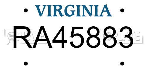 RA45883 Virginia License Plate