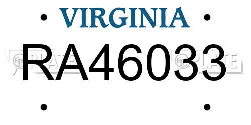RA46033 Virginia License Plate