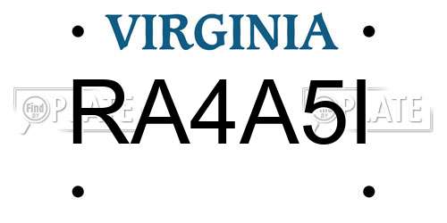 RA4A5I Virginia License Plate