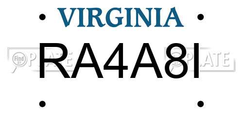 RA4A8I Virginia License Plate