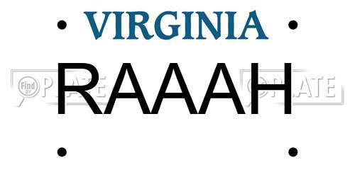 RAAAH Virginia License Plate