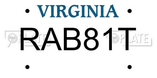 RAB81T Virginia License Plate