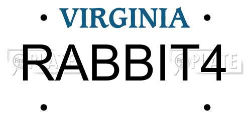 RABBIT4 Virginia License Plate
