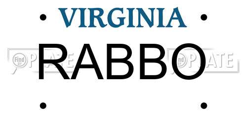 RABBO Virginia License Plate