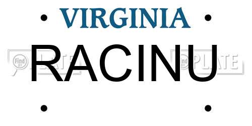 RACINU Virginia License Plate