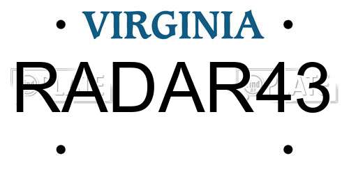 RADAR43 Virginia License Plate