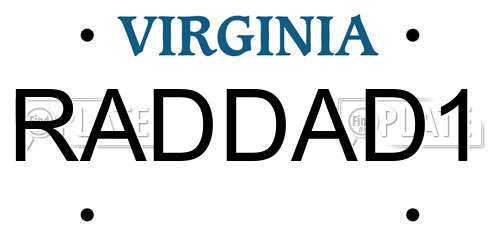 RADDAD1 Virginia License Plate