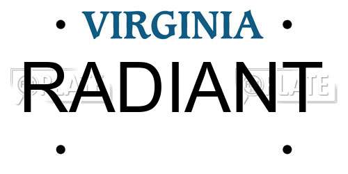 RADIANT Virginia License Plate