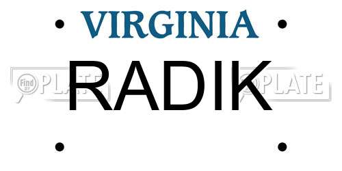 RADIK Virginia License Plate