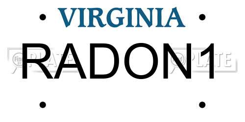 RADON1 Virginia License Plate
