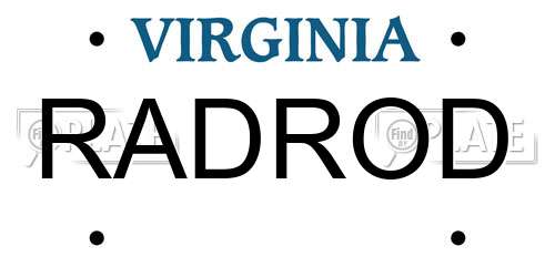 RADROD Virginia License Plate