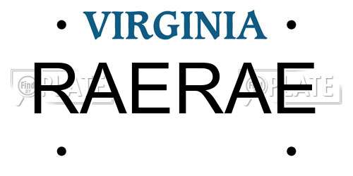 RAERAE Virginia License Plate