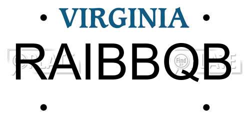 RAIBBQB Virginia License Plate