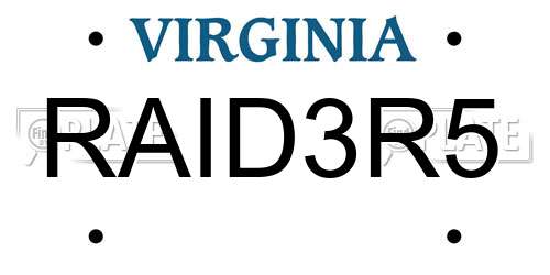 RAID3R5 Virginia License Plate