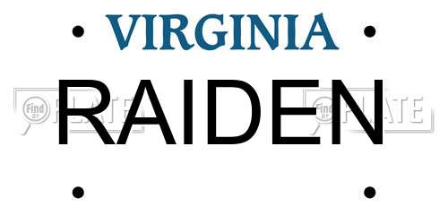 RAIDEN Virginia License Plate