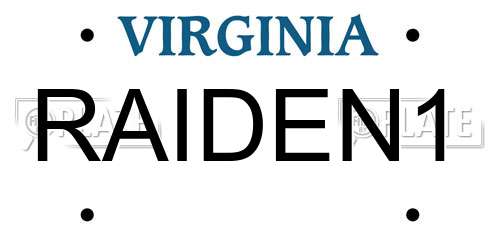 RAIDEN1 Virginia License Plate