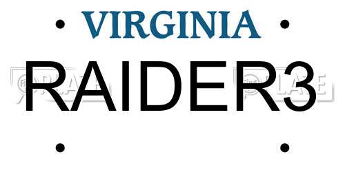 RAIDER3 Virginia License Plate