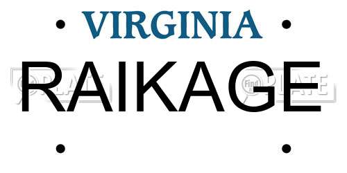RAIKAGE Virginia License Plate