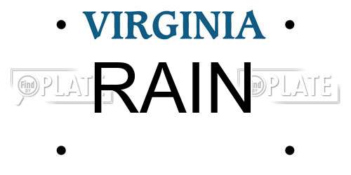 RAIN Virginia License Plate