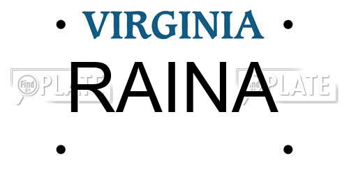 RAINA Virginia License Plate