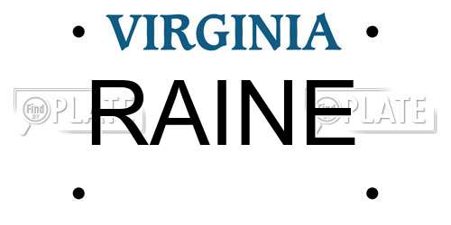 RAINE Virginia License Plate