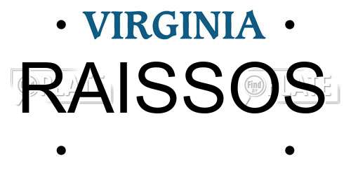 RAISSOS Virginia License Plate