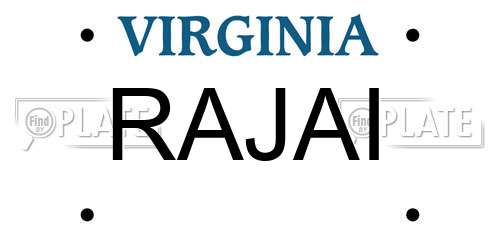RAJAI Virginia License Plate
