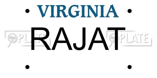 RAJAT Virginia License Plate