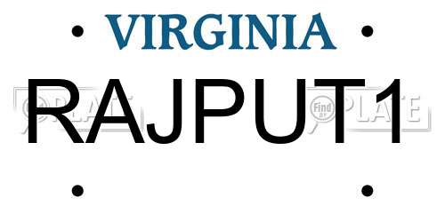 RAJPUT1 Virginia License Plate