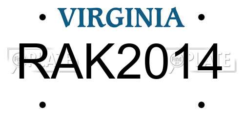 RAK2014 Virginia License Plate