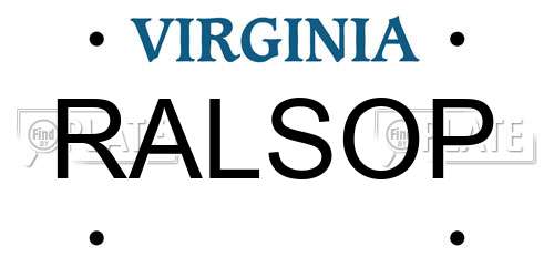 RALSOP Virginia License Plate