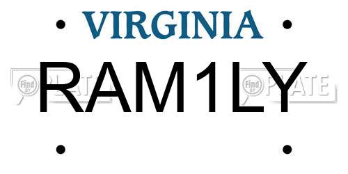 RAM1LY Virginia License Plate