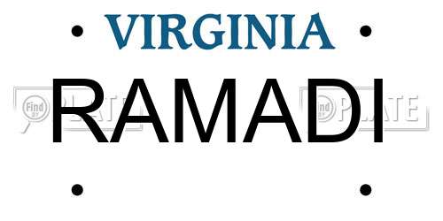 RAMADI Virginia License Plate