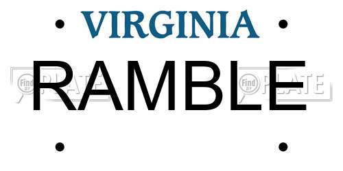 RAMBLE Virginia License Plate