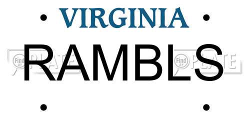 RAMBLS Virginia License Plate