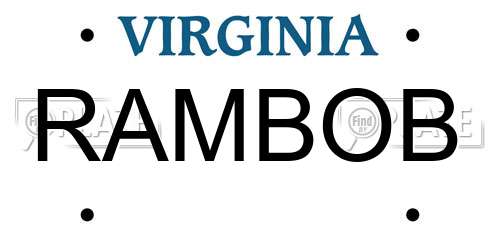 RAMBOB Virginia License Plate