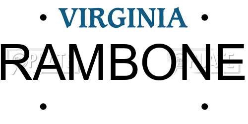 RAMBONE Virginia License Plate