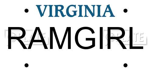 RAMGIRL Virginia License Plate