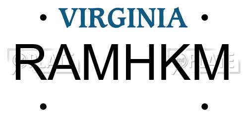 RAMHKM Virginia License Plate