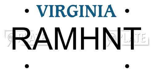 RAMHNT Virginia License Plate