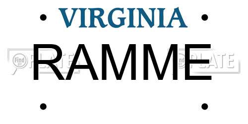 RAMME Virginia License Plate