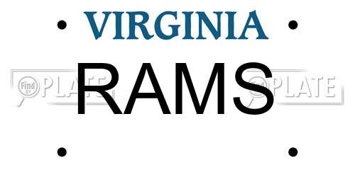 RAMS Virginia License Plate