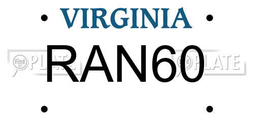 RAN60 Virginia License Plate