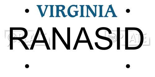 RANASID Virginia License Plate