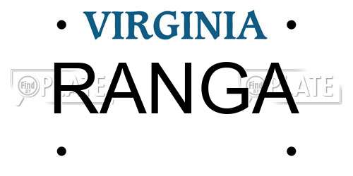 RANGA Virginia License Plate