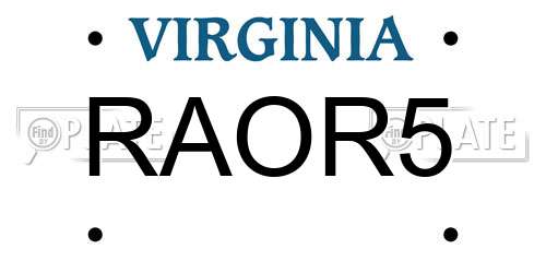 RAOR5 Virginia License Plate