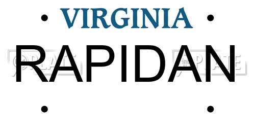 RAPIDAN Virginia License Plate